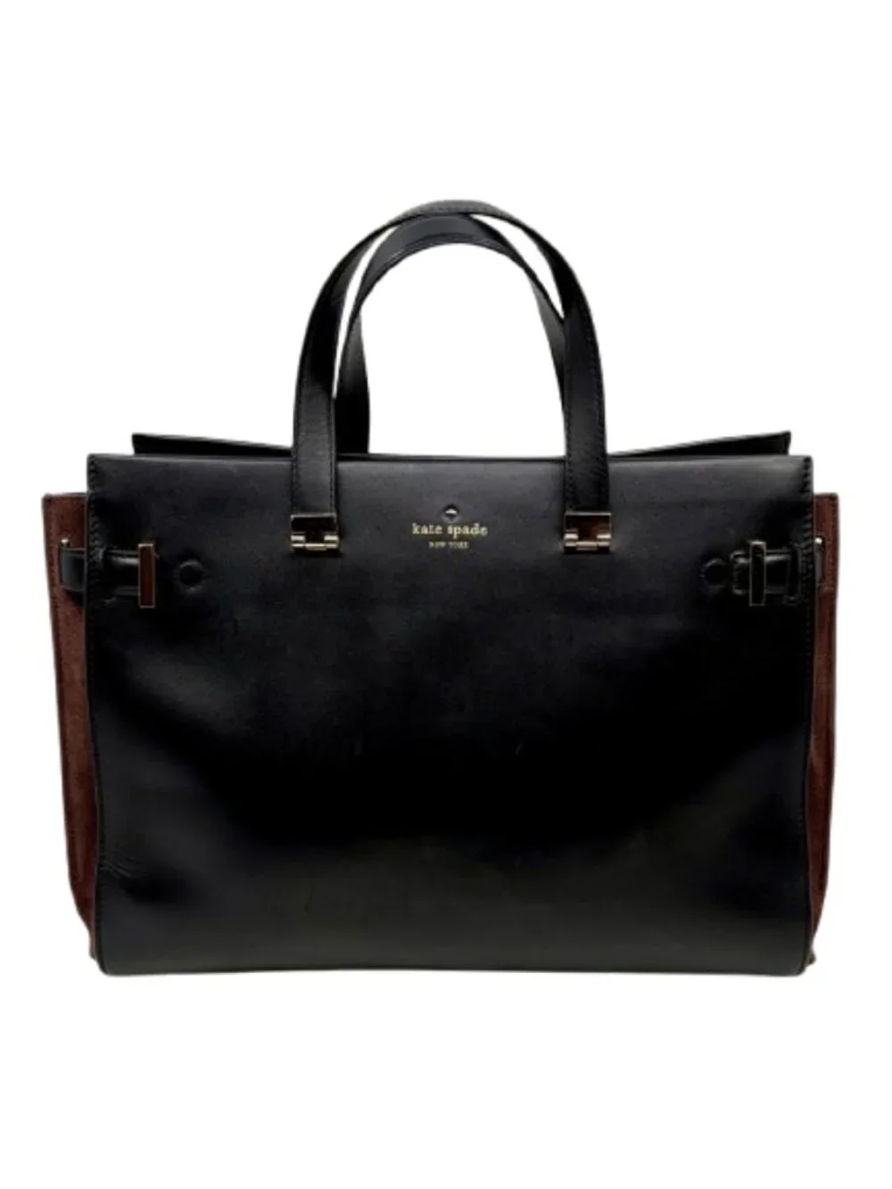 KATE SPADE~Parker Street Aisley Leather & Suede Large Tote Bag – Black & Brown